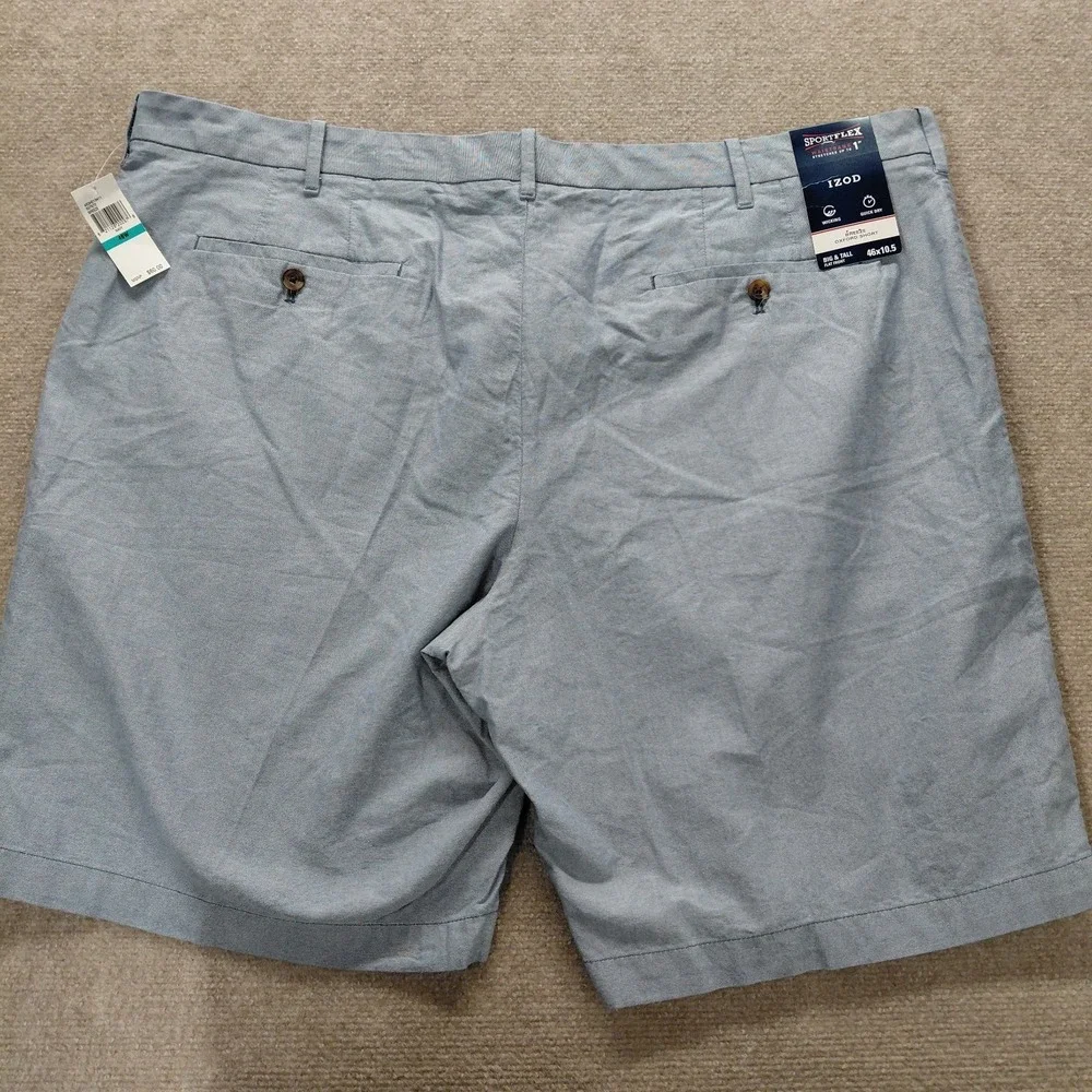 IZOD SportFlex Stretch Chino Oxford Shorts Mens 46 Breeze Blue 10.5